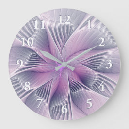 Reloj Redondo Grande Bonito Flor Rosa Moderna Resumen Arte Fractal
