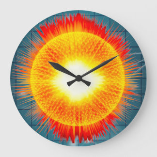 Reloj Redondo Grande Bonito fondo Naranja amarillo y acuático