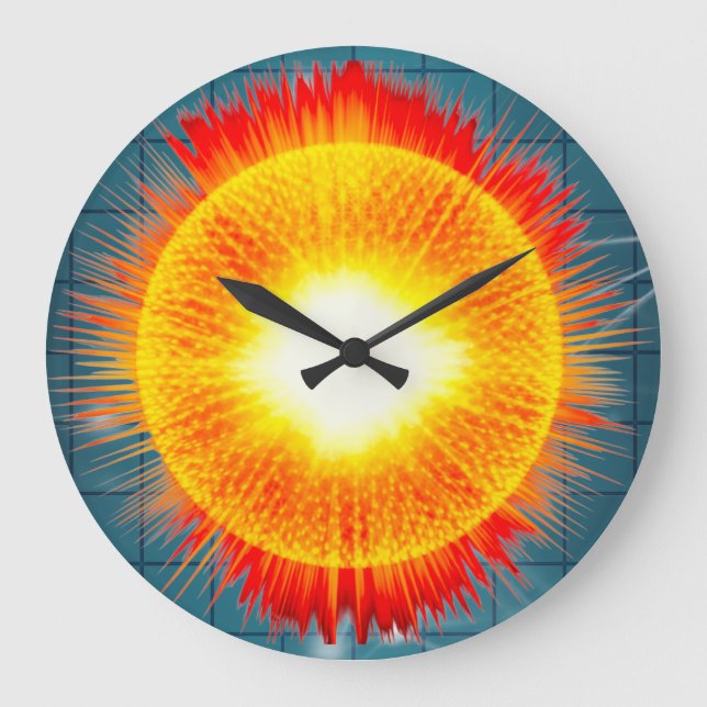Reloj Redondo Grande Bonito fondo Naranja amarillo y acuático (Anverso)