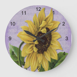 Reloj Redondo Grande Bonito girasol en la hoja de música