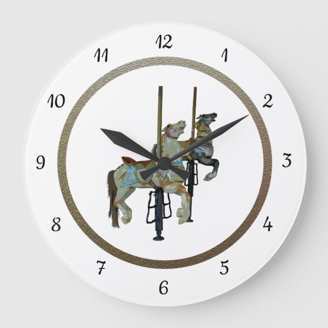 Reloj Redondo Grande Bonito Merry Go Round Carousse Horses Wall Clock (Anverso)