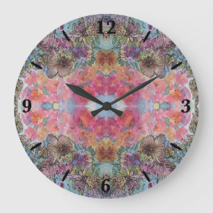 Reloj Redondo Grande Bonito Moda Flor Jardín acuático Pintado
