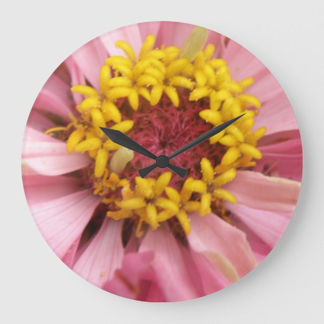 Reloj Redondo Grande Bonito Rosa Zinnia Wall Clock (Anverso)