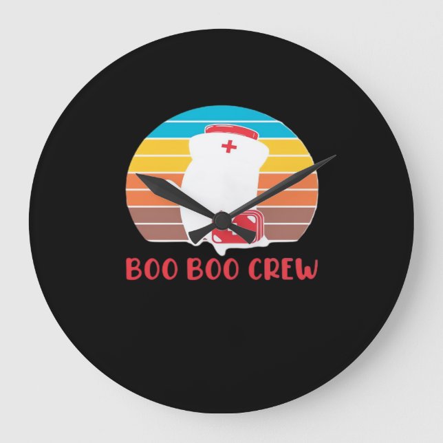 Reloj Redondo Grande Boo Boo Crew Enfermera Graciosa Fantasma Halloween (Anverso)