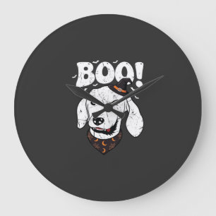 Reloj Redondo Grande Boo Halloween Perro Bruja Sombrero Murciélagos