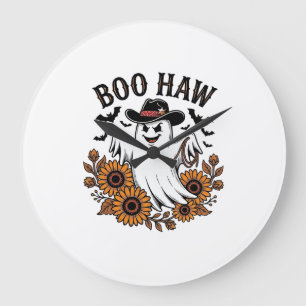 Reloj Redondo Grande Boo Haw Vaquero Fantasma Girasoles Murciélagos Hal