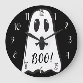 Reloj Redondo Grande BOO! Spooky Cute Ghost Halloween Black White