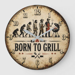 Reloj Redondo Grande Born to Grill Funny BBQ Evolution