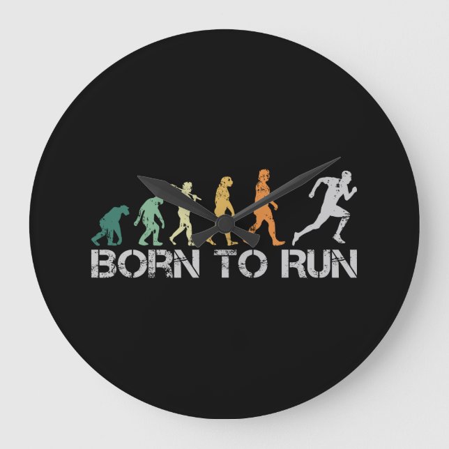 Reloj Redondo Grande Born to Run Running Runner Evolution Retro (Anverso)