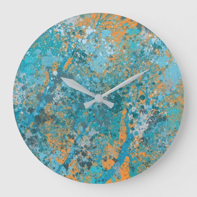 Reloj Redondo Grande Bosque azul moderno (Anverso)