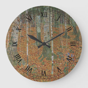 Reloj Redondo Grande Bosque de abedules por Gustav Klimt, Arte Nouveau 