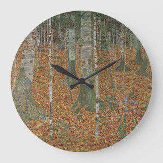 Reloj Redondo Grande Bosque de abedules por Gustav Klimt, Arte Nouveau