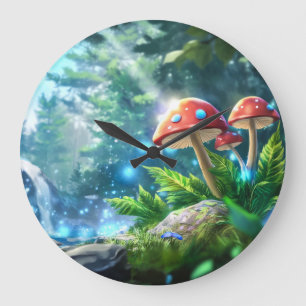 Reloj Redondo Grande Bosque de Hongos