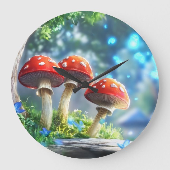 Reloj Redondo Grande Bosque de hongos (Anverso)