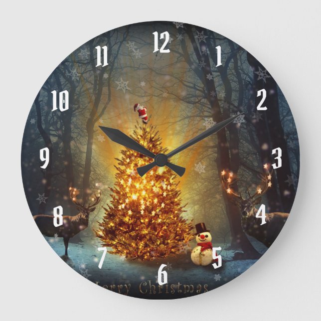 Reloj Redondo Grande Bosque de navidades. (Anverso)