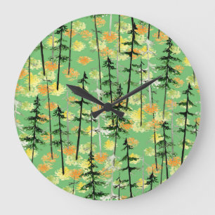 Reloj Redondo Grande Bosque de Otoño: Belleza Natural sin Marea