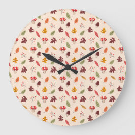 Reloj Redondo Grande Bosque de Otoño Encantado
