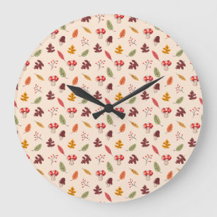 Reloj Redondo Grande Bosque de Otoño Encantado