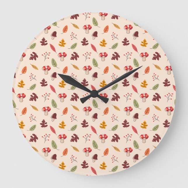 Reloj Redondo Grande Bosque de Otoño Encantado (Anverso)