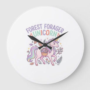 Reloj Redondo Grande Bosque de Unicornios Forrajero Diseño Gráfico de U