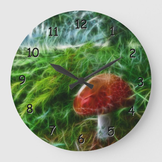 Reloj Redondo Grande Bosque del fractal de la seta (Anverso)
