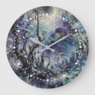 Reloj Redondo Grande Bosque Embrujado Árboles Surrealistas Místicos Hon
