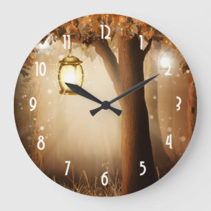 Reloj Redondo Grande Bosque mágico con luces de hadas