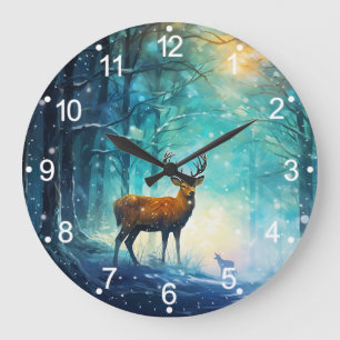 Reloj Redondo Grande Bosque Mágico Nevado Arte-82109