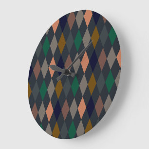 Reloj Redondo Grande Bosques Oscuros Diamantes Arlequines