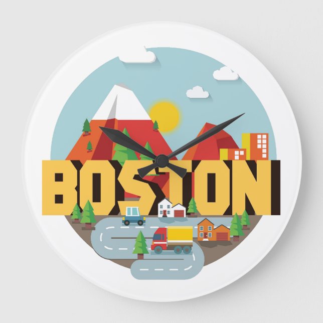 Reloj Redondo Grande Boston As A Destination (Anverso)