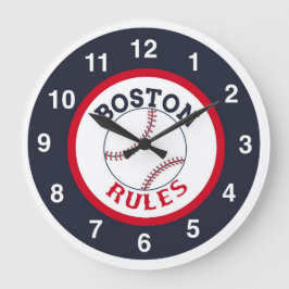 Reloj Redondo Grande Boston Rules Baseball Clock