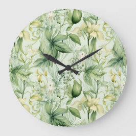 Reloj Redondo Grande Botanical Green Foliage - New Home Gif