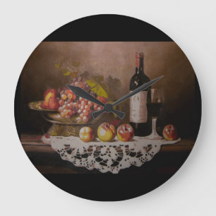 Reloj Redondo Grande Botella de fruta y botellas de vino de vida