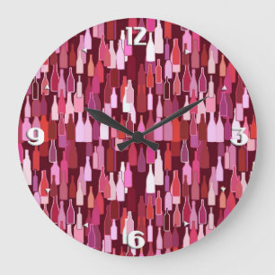 Reloj Redondo Grande Botellas de vino, sombras del ciruelo, fondo de