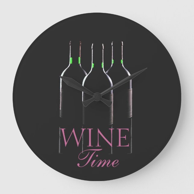 Reloj Redondo Grande Botellas de vino-Tiempo de vino (Anverso)
