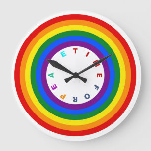 Reloj Redondo Grande BOTÓN DE MARCA DE RAINBOW + tu signo o texto