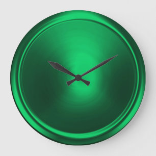 Reloj Redondo Grande Botón Verde Esmeralda