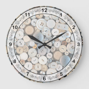 Reloj Redondo Grande - Botones - porciones de costura de botones