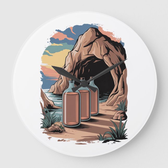 Reloj Redondo Grande Bottles Near A Cave Entrance  (Anverso)