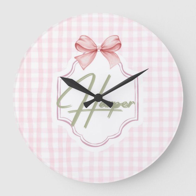 Reloj Redondo Grande Bow&Gingham (Anverso)