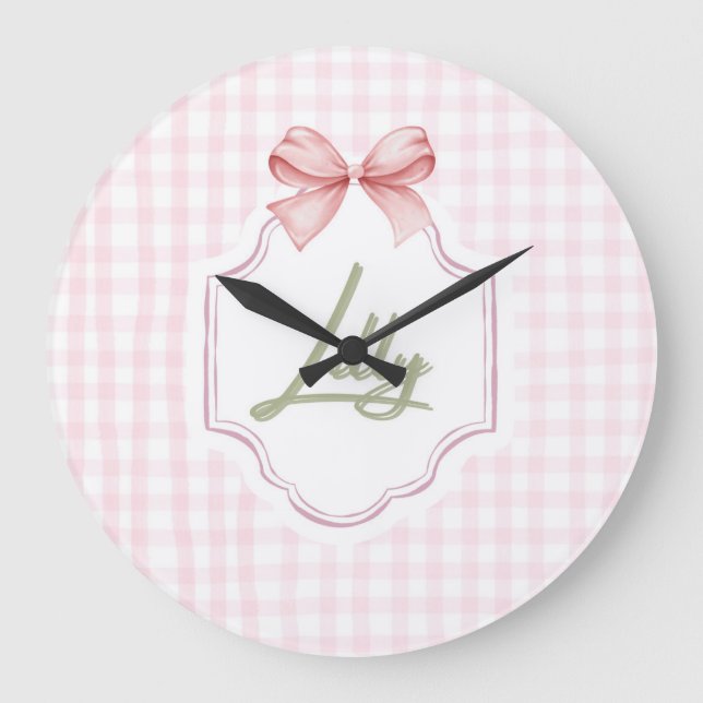 Reloj Redondo Grande Bow&Gingham (Anverso)