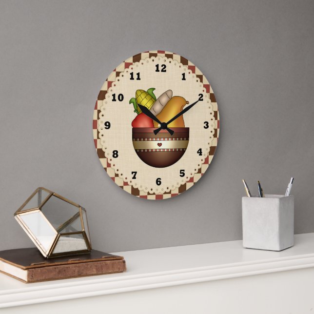 Reloj Redondo Grande Bowl Of Fruit Kitchn clock