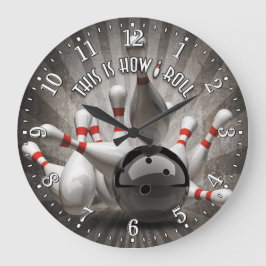 Reloj Redondo Grande Bowling Ball Pins Man Cave Wall Clock