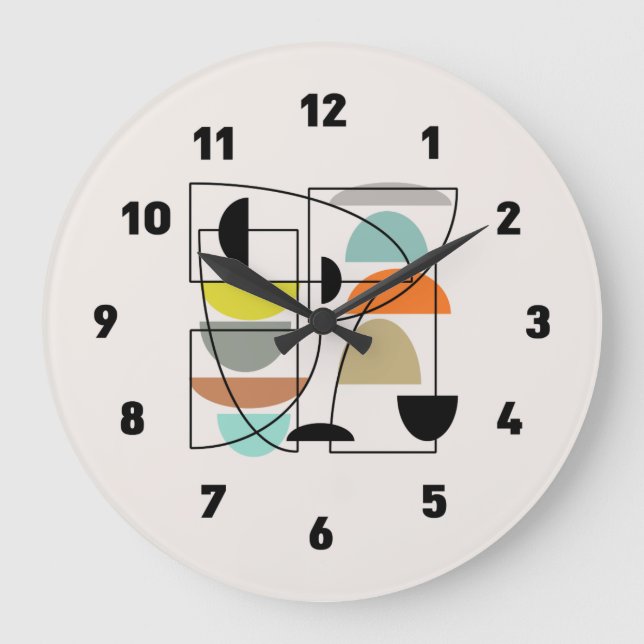 Reloj Redondo Grande "Bowls" modernos de mediados del siglo (Anverso)