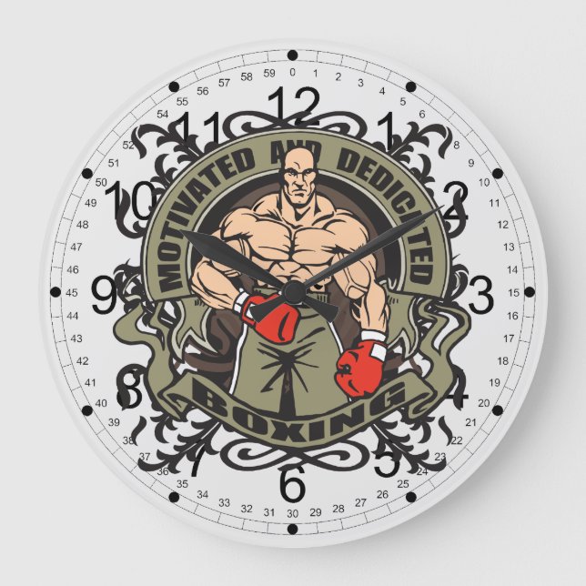 Reloj Redondo Grande Boxeo motivado (Anverso)