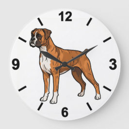 Reloj Redondo Grande Boxer Dog Wall Clock Cute Pet Home Decor