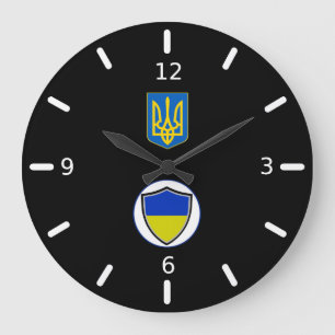 Reloj Redondo Grande Brazos con cubierta de bandera de Ucrania