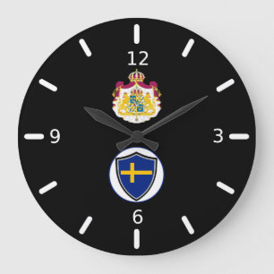 Reloj Redondo Grande Brazos de la bandera de Suecia con un reloj grande