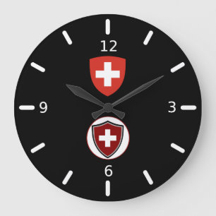 Reloj Redondo Grande Brazos de la bandera suiza con un reloj grande
