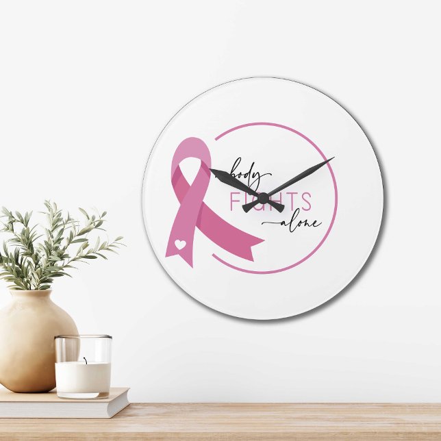 Reloj Redondo Grande Breast Cancer Awarness Nobody Fights Alone (Subido por el creador)